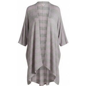 LuLaRoe Open Front Pink/Gray Striped Asymmetrical Cardigan Sweater Womens Small